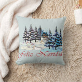 クリスマスモチーフ，森のキャビン，装飾用クッション クッション (ブランケット)