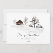 クリスマスモノクロ冬の風景の写真 シーズンカード (正面)