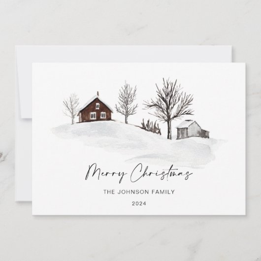 クリスマスモノクロ冬の風景の写真 シーズンカード (正面)