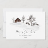 クリスマスモノクロ冬の風景フォトカード シーズンカード (裏面)