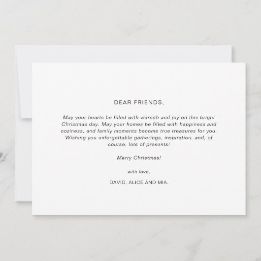 クリスマスモノクロ冬の風景写真なし シーズンカード (裏面)