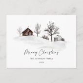 クリスマスモノクロ冬の風景写真なし ポストカード (正面)