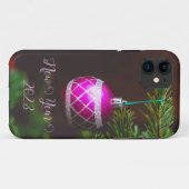 クリスマスモノグラムのトートバッグにピンクボール Case-Mate iPhoneケース (裏面(横))