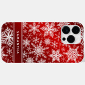 クリスマスモノグラムの赤い白い雪 Case-Mate iPhoneケース (裏面 (横))