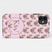 クリスマスモノグラムピンクかわいいトナカイのパターン Case-Mate iPhoneケース (裏面(横))