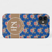 クリスマスモノグラムブルーかわいいトナカイ模様 Case-Mate iPhoneケース (裏面(横))