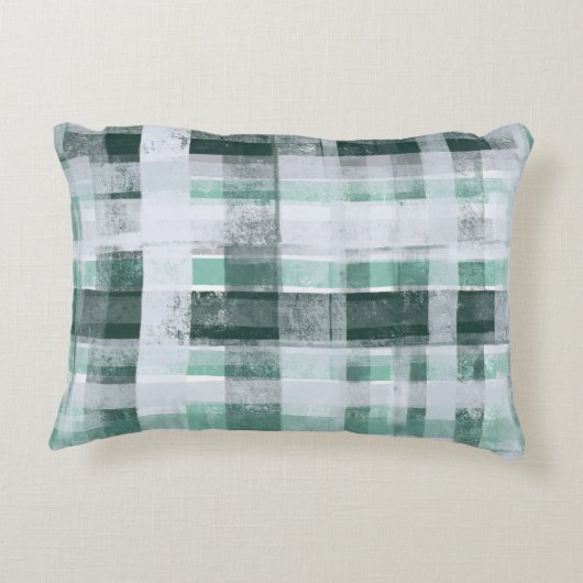 クリスマスモノグラムプレイドタータンチェックグリーンホワイトレッド アクセントクッション (裏面)