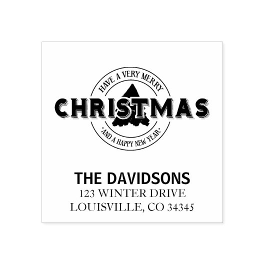 クリスマスモノグラムメリーが非常に少ない ラバースタンプ (インプリント)