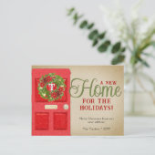 クリスマスモノグラムリースオンレッドドアムービング ポストカード (スタンド正面)