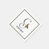 クリスマスモノグラムレターGパーソナライズされた紙 スタンダードカクテルナプキン (角)