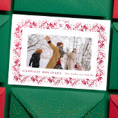 クリスマスモノグラムレッドフォイルボタニカルフレーム シーズンカード