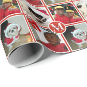 クリスマスモノグラムレッド自分の写真を作成 ラッピングペーパー (ロールコーナー)