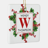 クリスマスモノグラムレッド&グリーンフェスティバル セラミックオーナメント (右)