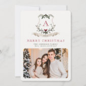 クリスマスモノグラムワンフォトホリデーカード シーズンカード (正面)