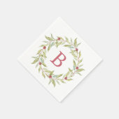 クリスマスモノグラム冬の緑葉の果実果実 スタンダードカクテルナプキン (角)