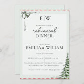 クリスマスモノグラム結婚のリハーサルのディナーカード シーズンカード (正面/裏面)