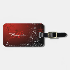 クリスマスモノグラム ホワイトスター ツリー レッドスノーフレーク ラゲッジタグ