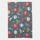 クリスマスモミの枝とカップ キッチンタオル (縦)