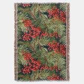 クリスマスモミの枝とベリー スローブランケット (正面縦)