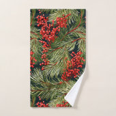 クリスマスモミの枝とベリー バスタオルセット (ハンドタオル)