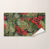 クリスマスモミの枝とベリー バスタオルセット (ハンドタオル)