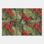 クリスマスモミの枝とベリー ラッピングペーパーシート (正面2)