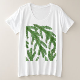 クリスマスモミの枝 プラスサイズTシャツ