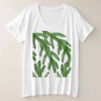 クリスマスモミの枝 プラスサイズTシャツ