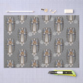 クリスマスモリスエンジェル雪片スチールグレー 薄葉紙 (クラフト)