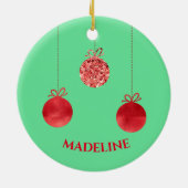クリスマスモンキーグリーンレッドキュートセラミックオーナメント セラミックオーナメント (裏面)