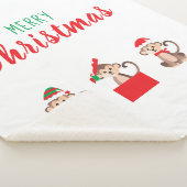 クリスマスモンキーズサンタ小妖精や小人ハットレッドグリーン シェルパブランケット (3/4)