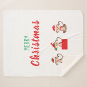 クリスマスモンキーズサンタ小妖精や小人ハットレッドグリーン シェルパブランケット (正面(横))