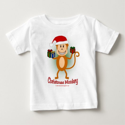 クリスマスモンキーTシャツ ベビーTシャツ (正面)