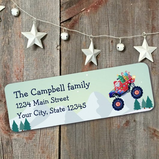 クリスマスモンスタートラックサンタ差出人住所ラベル ラベル
