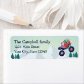 クリスマスモンスタートラックサンタ差出人住所ラベル ラベル (インサイチュ)