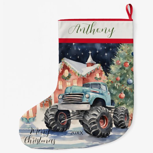 クリスマスモンスタートラック ラージクリスマスストッキング (裏面)