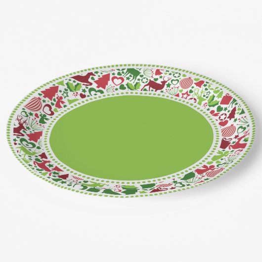 クリスマスモンタージュ紙プレート(LTGR) ペーパープレート (アングル)