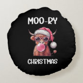 クリスマスモーのスコットランドのヒグランドカウズ ラウンドクッション (裏面)