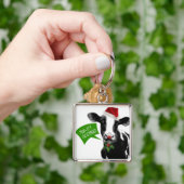 クリスマスモーを祝して！サンタおもしろいハットにホリデーカウズ キーホルダー (手)