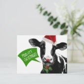 クリスマスモーを祝して！サンタおもしろいハットにホリデーカウズ シーズンポストカード (スタンド正面)