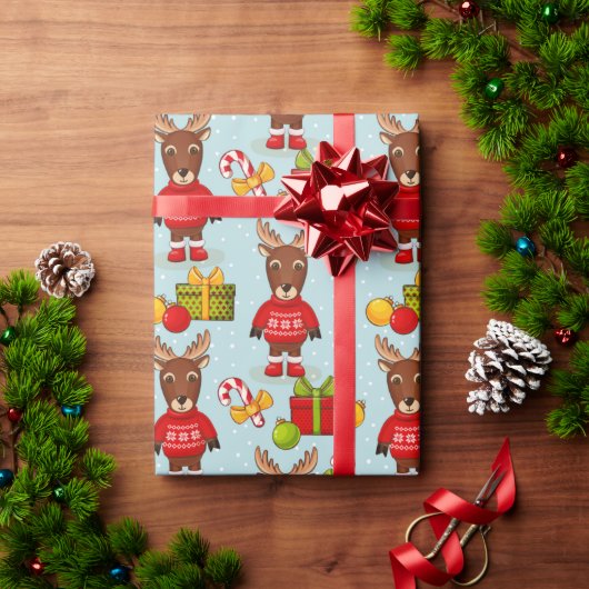 クリスマスモースの包装紙 ラッピングペーパー (クリスマスギフト)