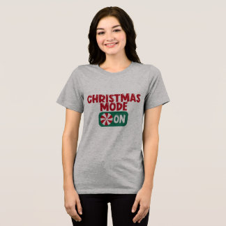 クリスマスモードオン ボタン 楽しいゲーマー ホリデー トライブレンドTシャツ