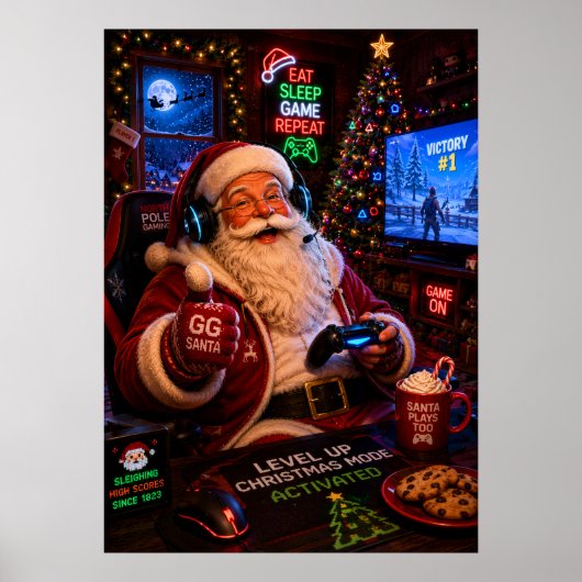 クリスマスモード起動中 ゲーマーサンタのポストカード ポスター (正面)