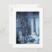 クリスマスモーニングのビンテージクリスマスツリー シーズンポストカード (正面/裏面)