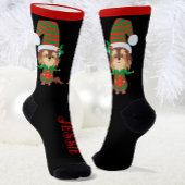 クリスマスモーニングの名前の追加おもしろい犬 ソックス