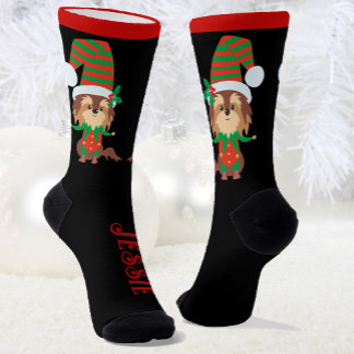 クリスマスモーニングの名前の追加おもしろい犬 ソックス