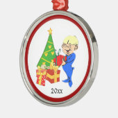 クリスマスモーニングキッド個人オーナメント メタルオーナメント (左)
