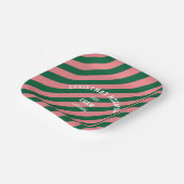 クリスマスモーニングクルー緑ピンクのキャンディストライプー ペーパープレート (傾斜あり)