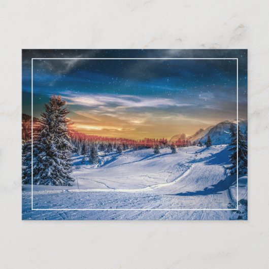 クリスマスモーニングスキーゲレンデ ポストカード (正面)