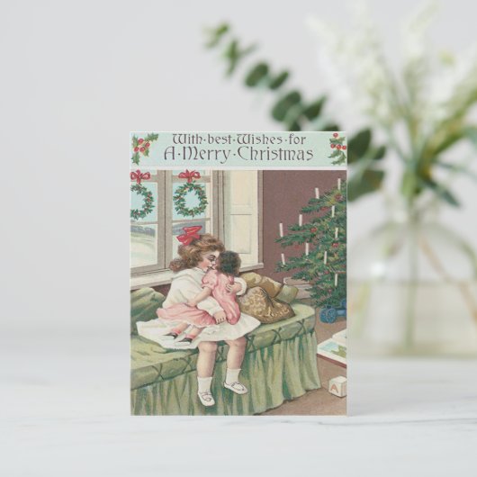 クリスマスモーニングツリープレゼントガールドール シーズンポストカード (スタンド正面)